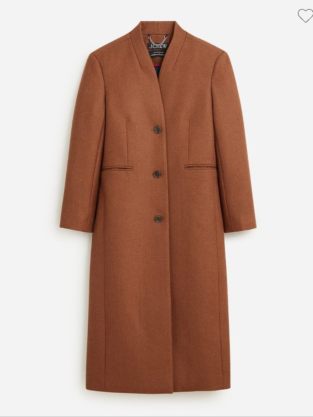 J. Crew Palais Cinnamon Brown Tailored Top Wool Blend Coat, Sz 8